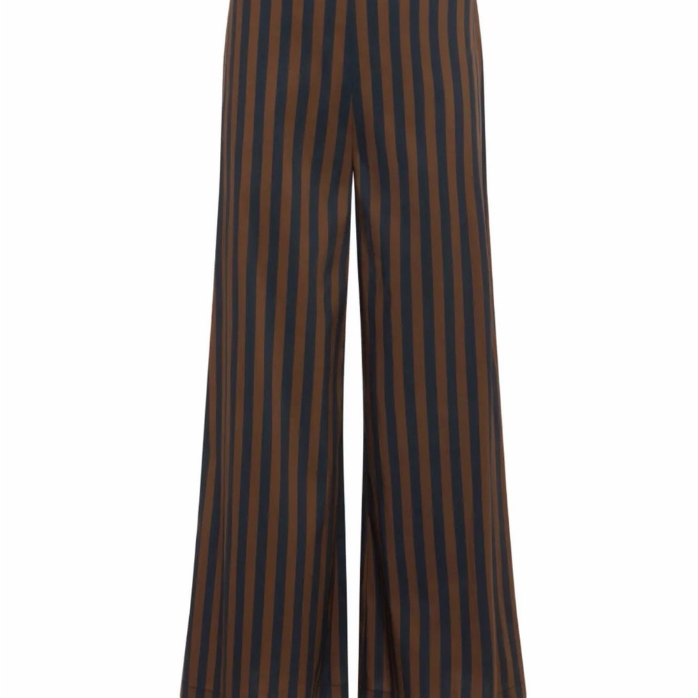 Simon Miller Vertical Stripe Wide-Leg Pants in Brown and Black